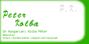 peter kolba business card