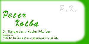 peter kolba business card
